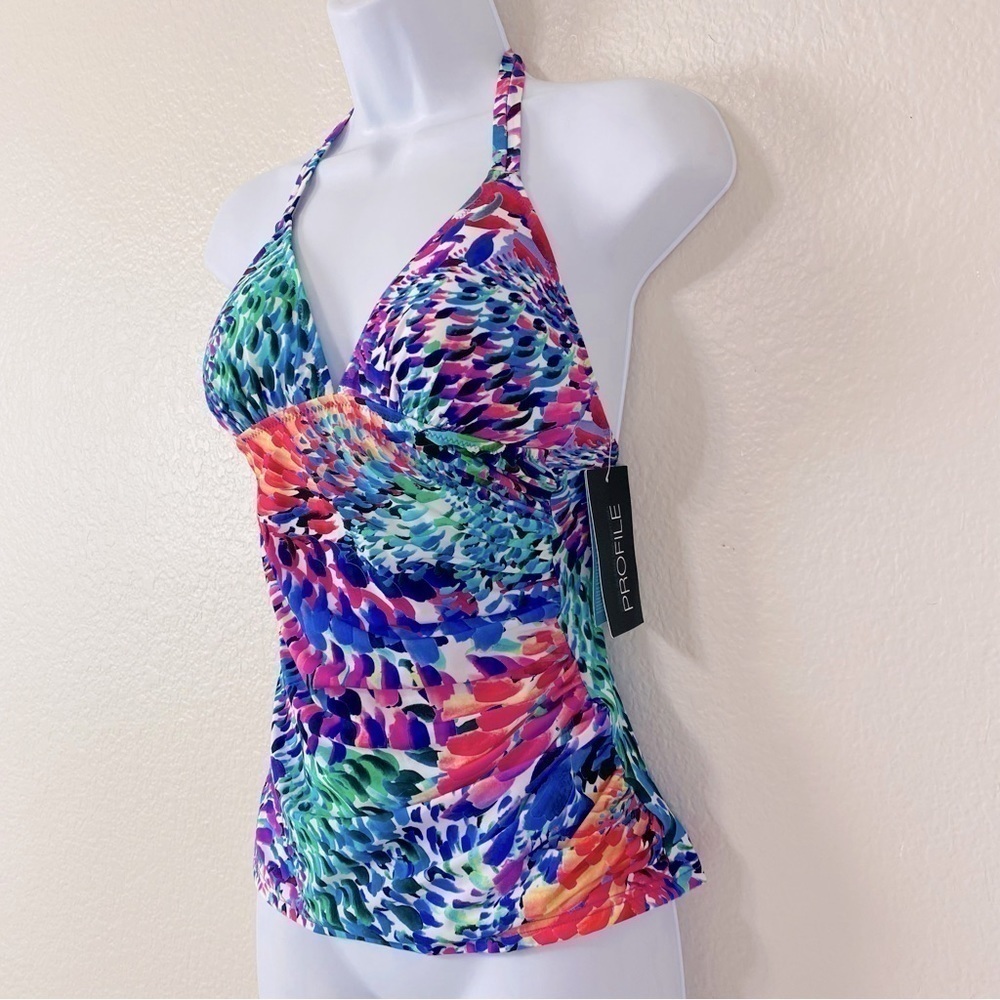 Profile By Gottex Multicolor Blue Pink Green Tankini Top